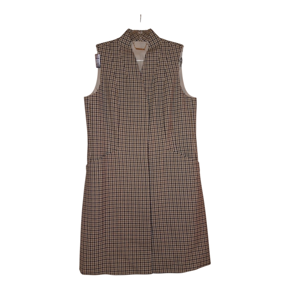 Elie Tahari Brown Tan Mock Neck Sheath Mini Dress